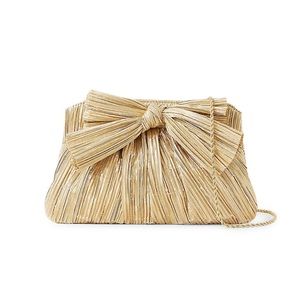 Loeffler Randall Gold Clutch Rayne Knotted